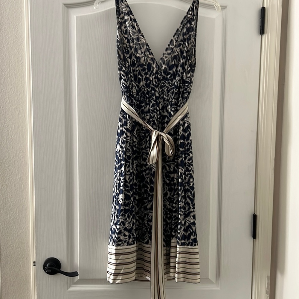 Bcbg belted dress with satin trim